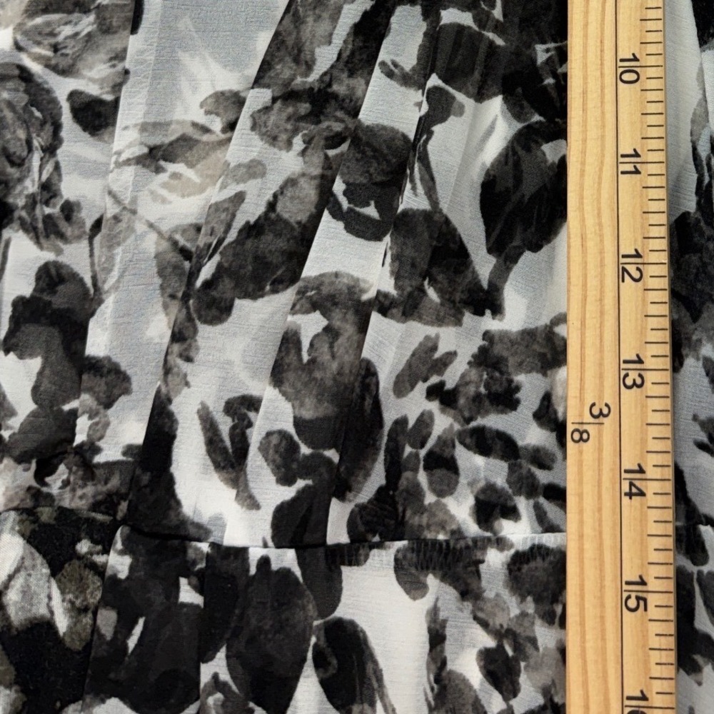 Simply Vera Vera Wang High Low Dress Womens L Black White Floral Chiffon V-Neck - Picture 6 of 9